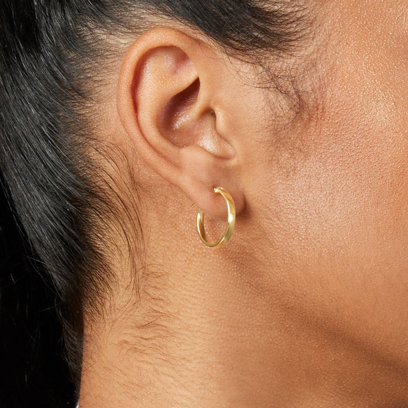 9ct Yellow Gold Silver Infused Plain Square Hoop Earrings- 2mm x 15mm Earrings Bevilles 