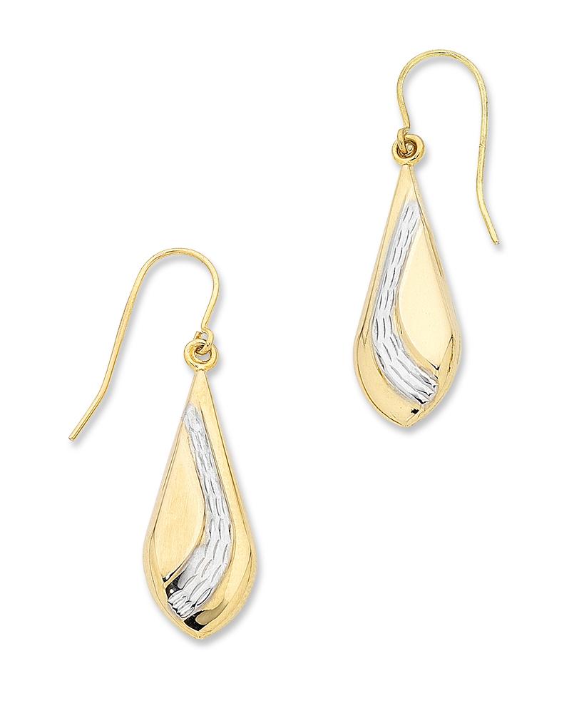 9ct Two Tone Silver Infused Drop Earrings Earrings Bevilles 