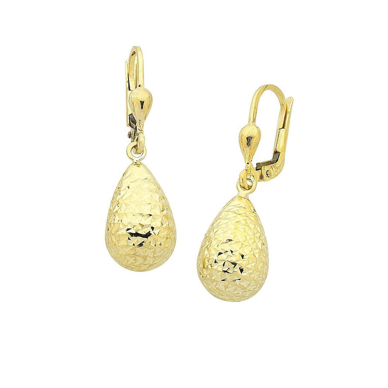9ct Yellow Gold Silver Infused Pear Drop Earrings Earrings Bevilles 
