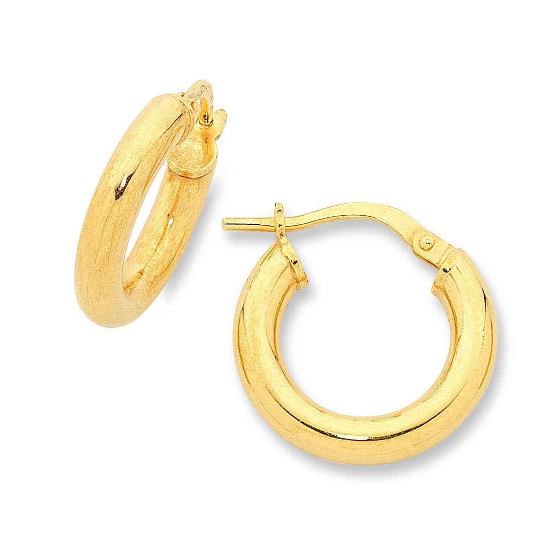 9ct Yellow Gold Silver Infused Hoop Earrings 10mm Earrings Bevilles 
