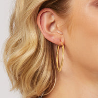9ct Yellow Gold Silver Infused Hoop Earrings 40mm Earrings Bevilles 