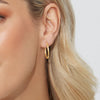 9ct Yellow Gold Silver Infused Hoop Earrings- 2mm x 20mm Earrings Bevilles 