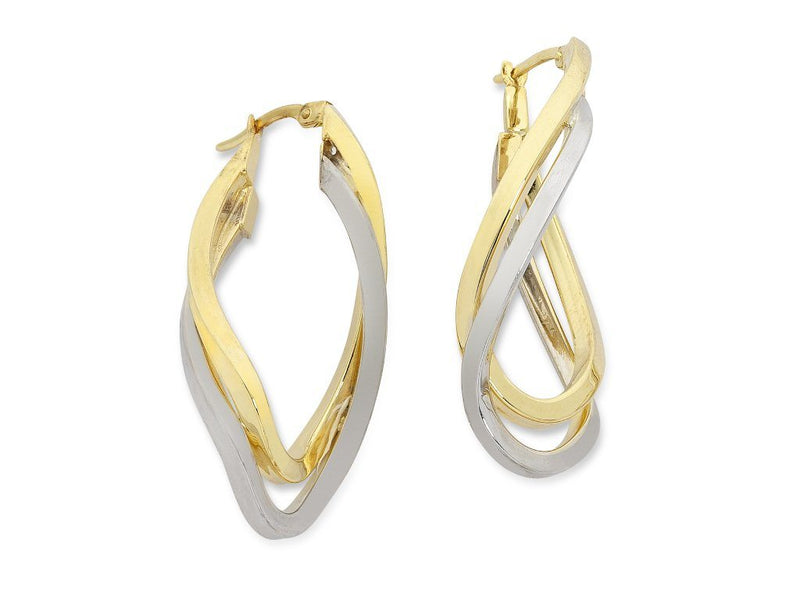9ct Two Tone Silver Infused Twist Hoop Earrings Earrings Bevilles 