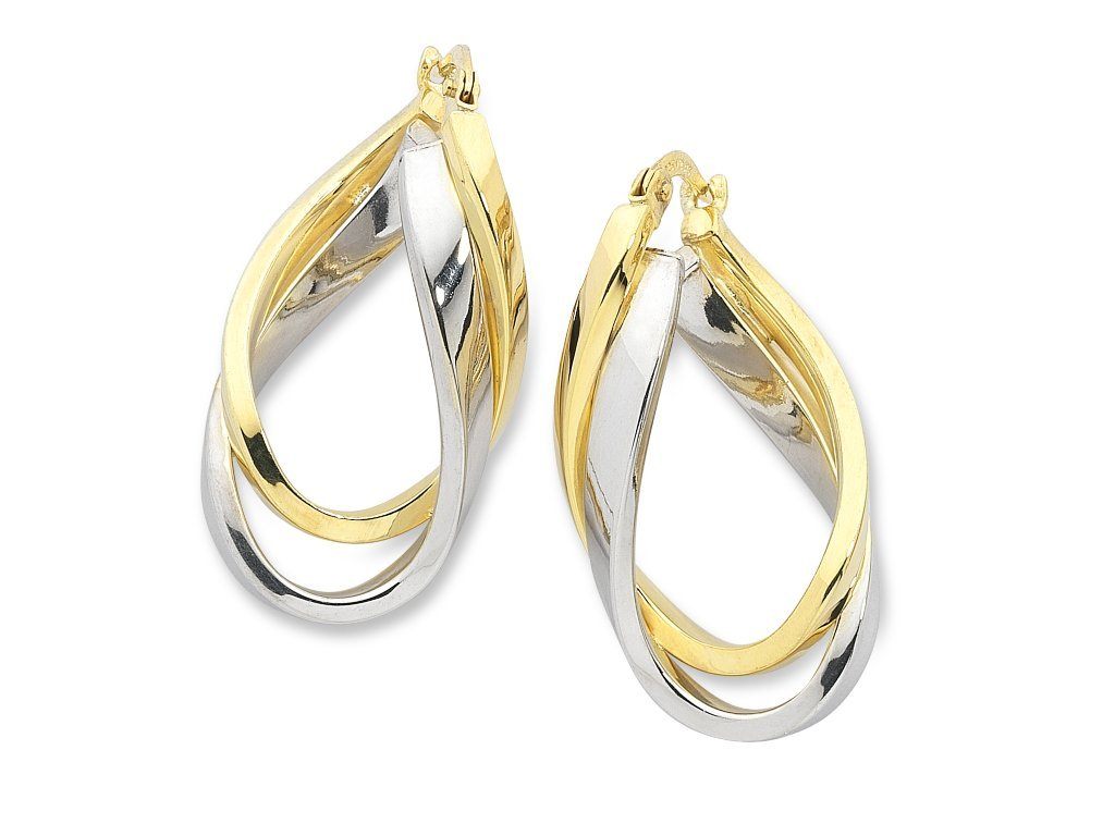 9ct Two Tone Silver Infused Hoop Earrings Earrings Bevilles 