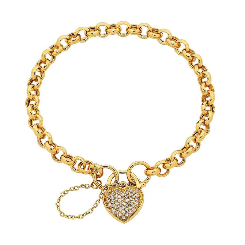 9ct Gold Silver Infused Cubic Zirconia Padlock Bracelet Bracelets Bevilles 