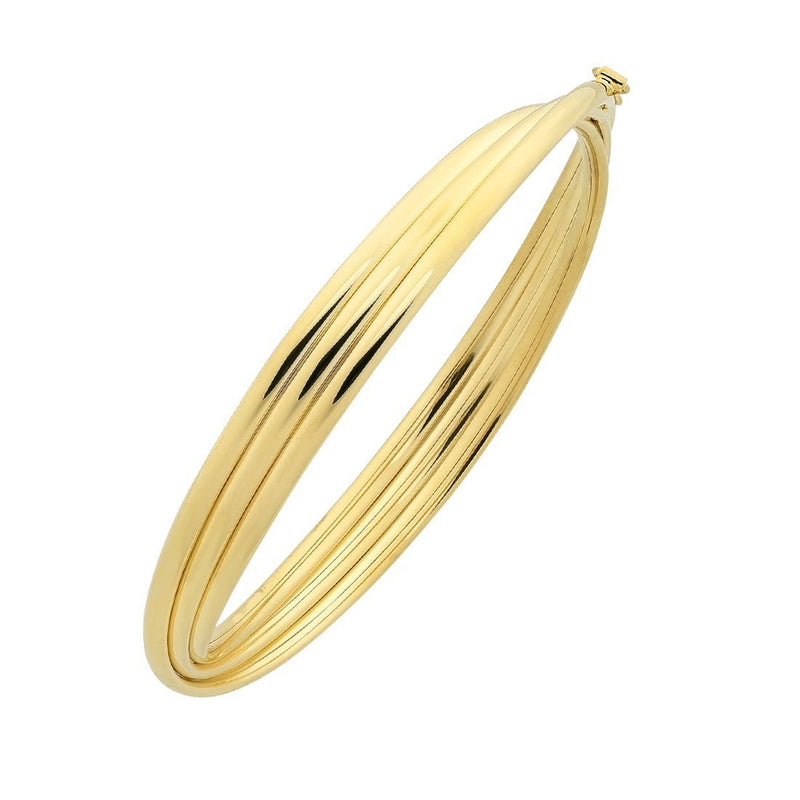 Triple Crossover Bangle in 9ct Yellow Gold with Silver Infusion Bracelets Bevilles 