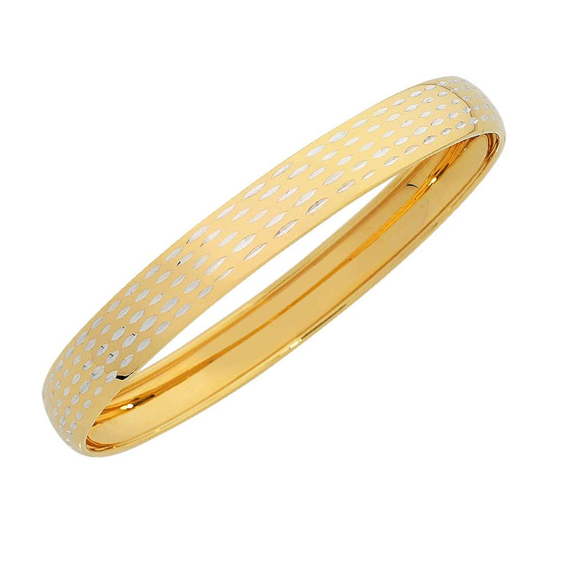 9ct Yellow Gold Silver Infused Patterned Bangle Bracelets Bevilles 