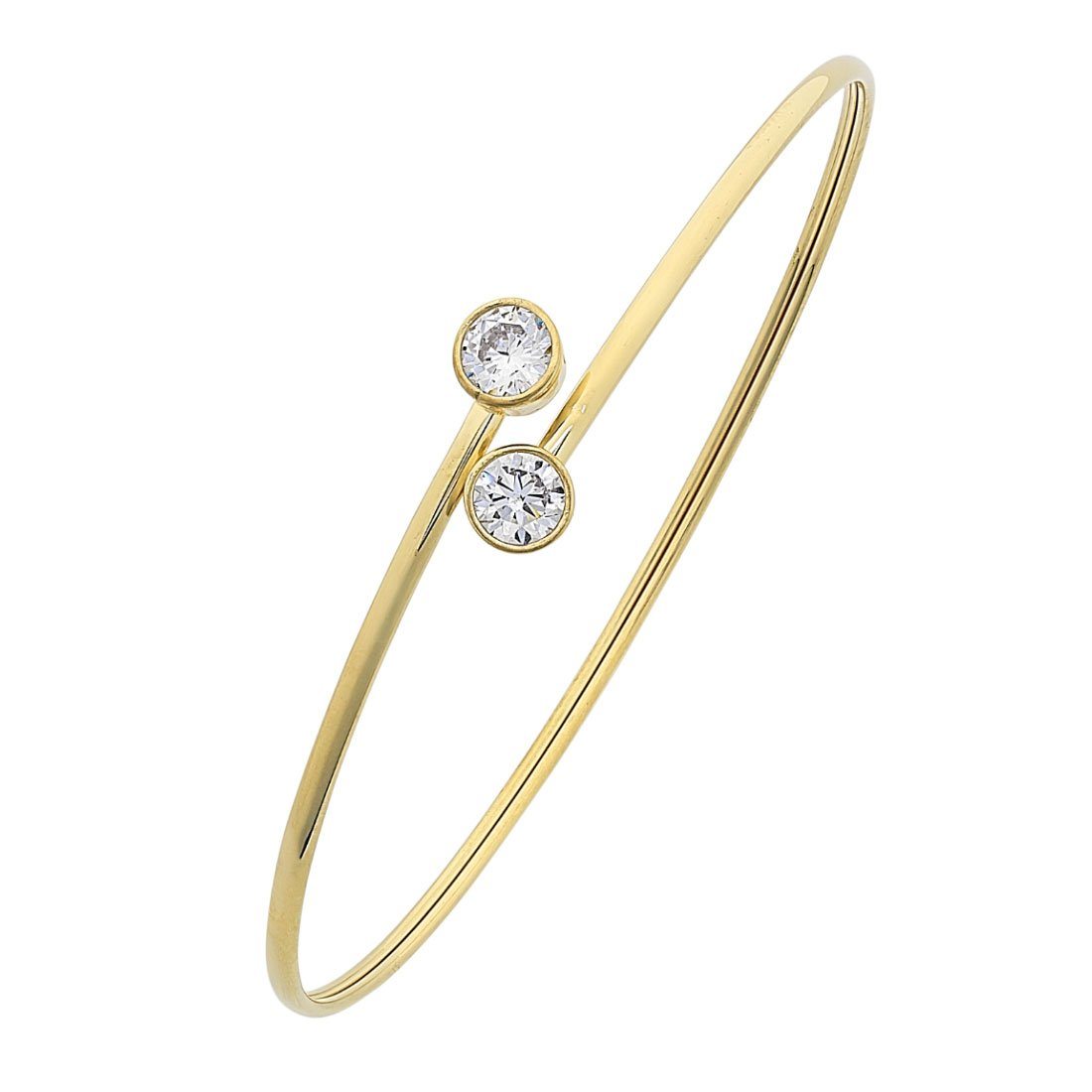 9ct Yellow Gold Silver Infused Cubic Zirconia Cuff Bangle Bracelets Bevilles 
