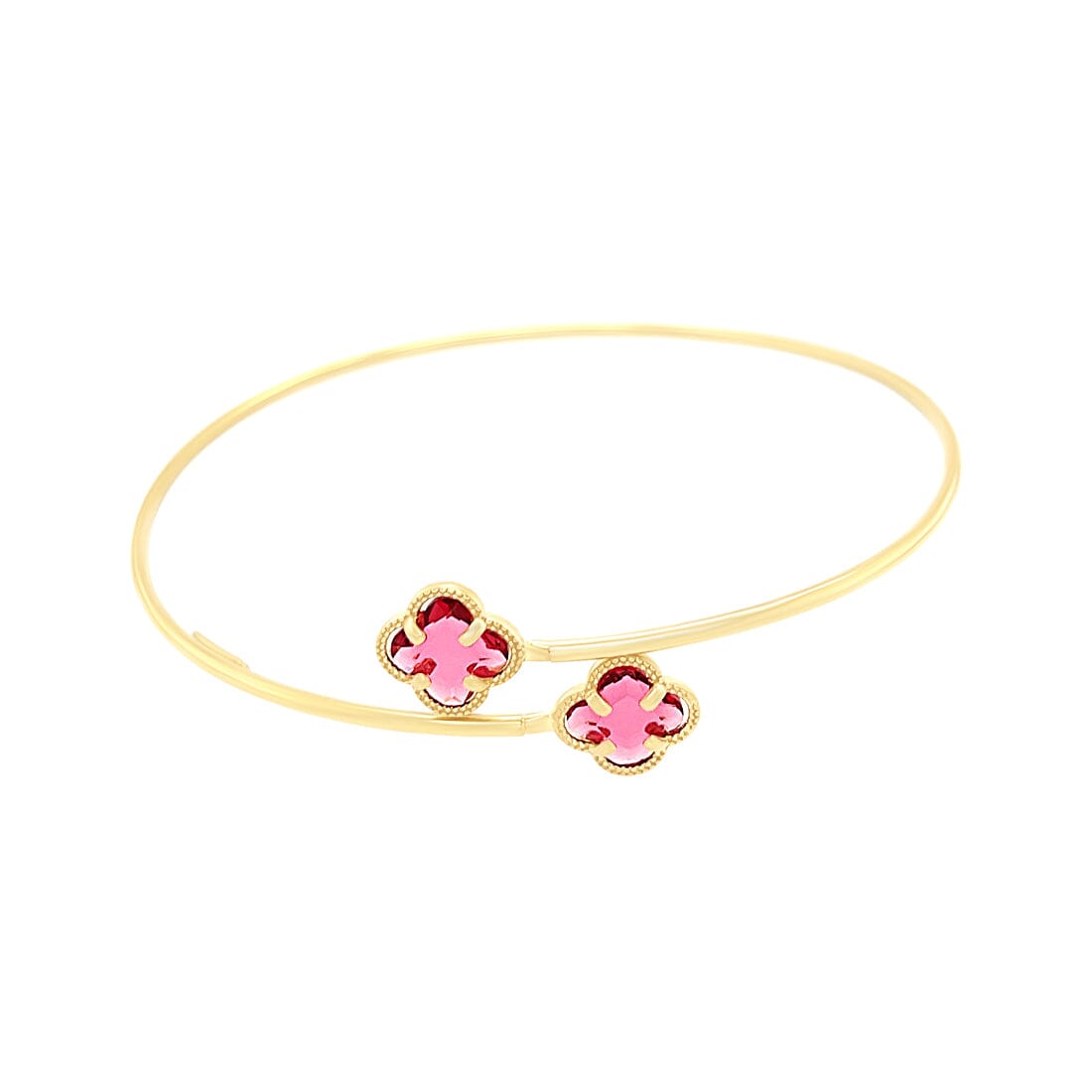 Red Clover Bangle in 9kt Yellow Gold Silver Infused
