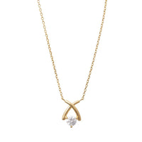 X O Cubic Zirconia Necklace in 9ct Yellow Gold Silver Infused Necklaces Bevilles 