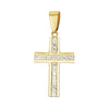 9ct Yellow Gold Silver Infused Crystal Cross Pendant Necklaces Bevilles 