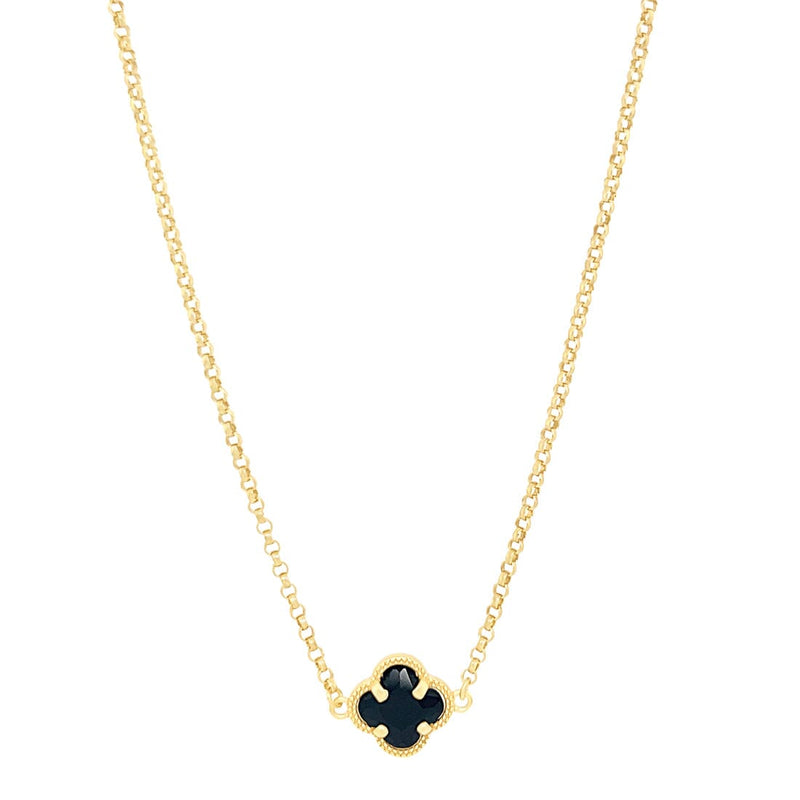 Black Clover Belcher Necklace in 9ct Yellow Gold Silver Infused Necklaces Bevilles 
