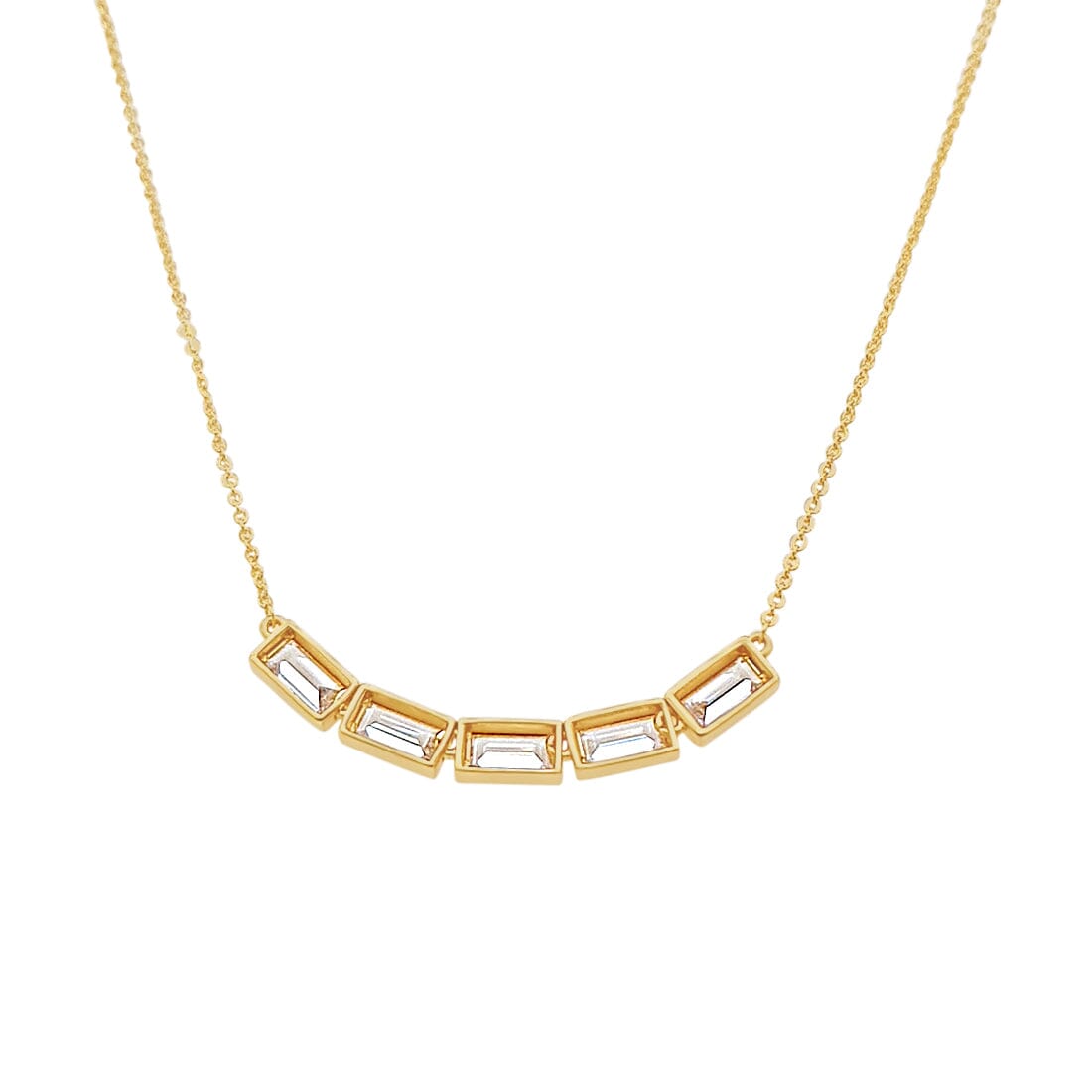 9ct Yellow Gold Silver Infused 45cm Pendant Necklace with Cubic Zirconia Necklaces Bevilles 