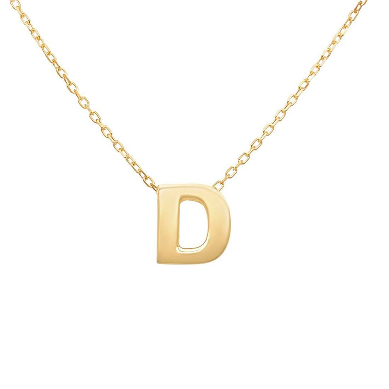 9ct Yellow Gold Silver Infused Initial Pendant Necklace Necklaces Bevilles D 
