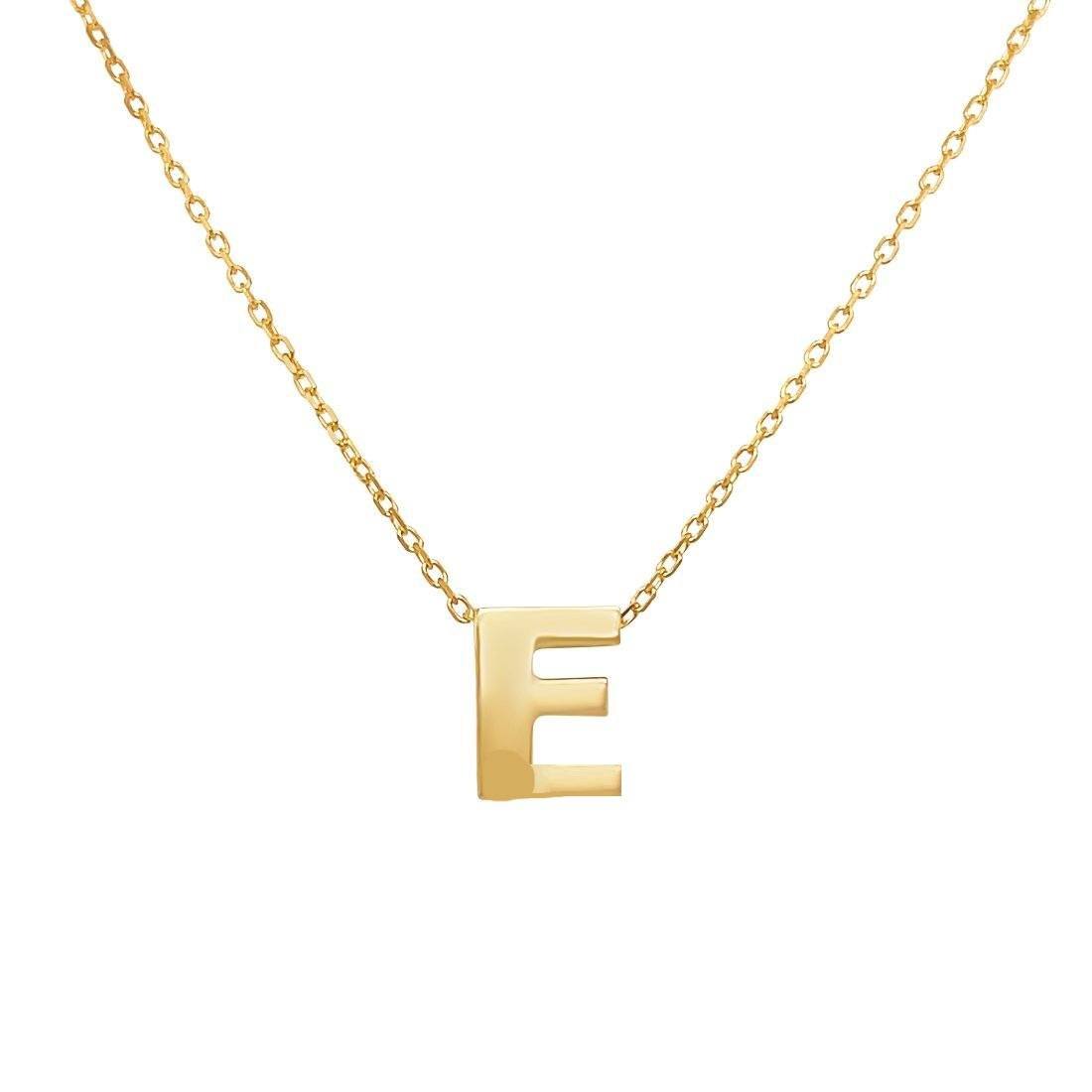 9ct Yellow Gold Silver Infused Initial Pendant Necklace Necklaces Bevilles E 