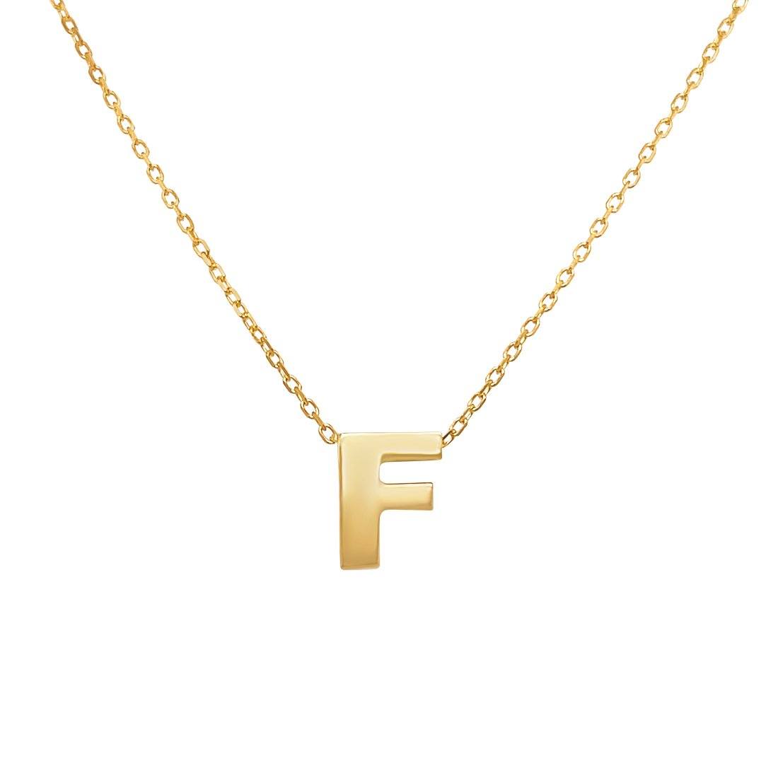 9ct Yellow Gold Silver Infused Initial Pendant Necklace Necklaces Bevilles F 
