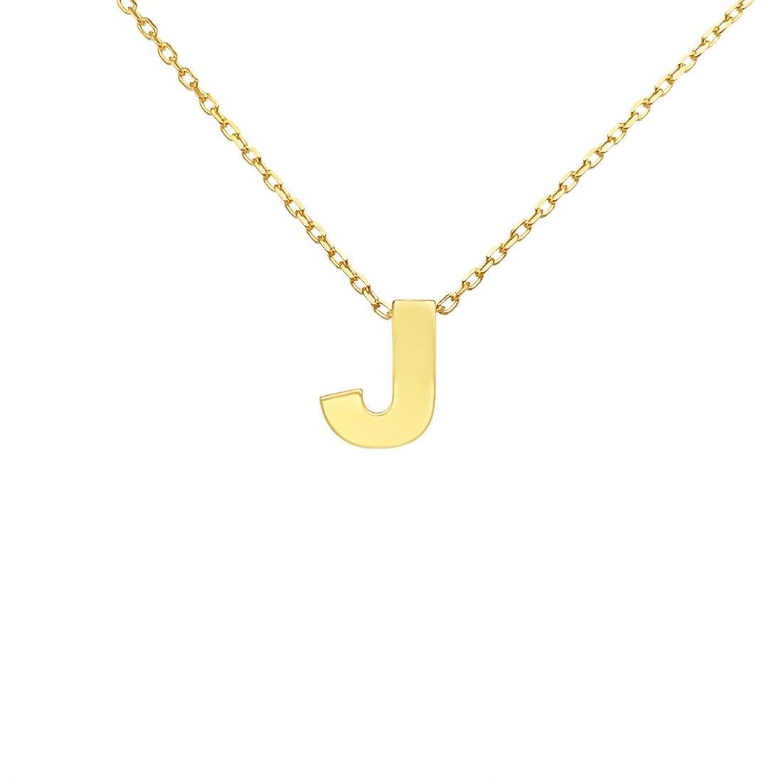9ct Yellow Gold Silver Infused Initial Pendant Necklace Necklaces Bevilles J 