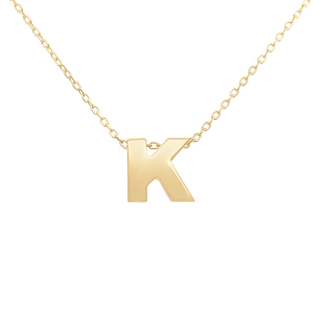 9ct Yellow Gold Silver Infused Initial Pendant Necklace Necklaces Bevilles K 