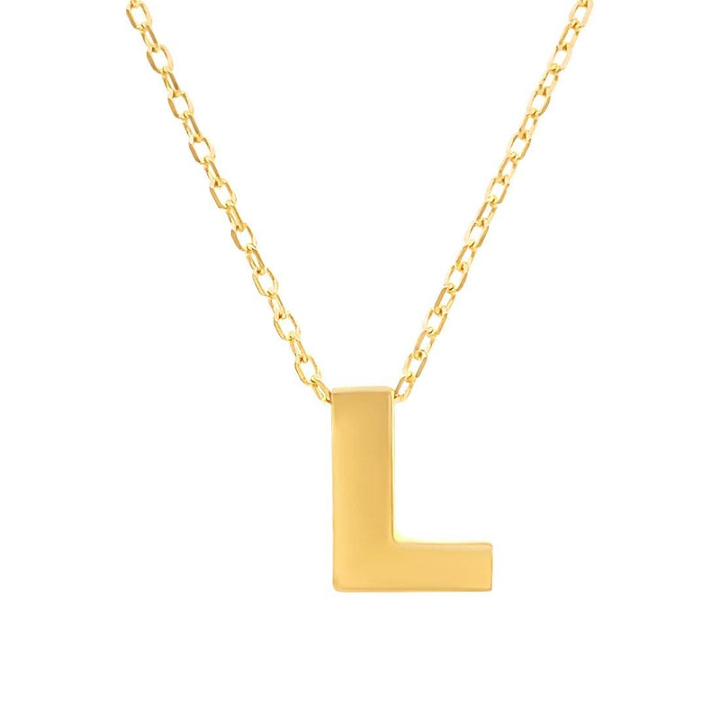 9ct Yellow Gold Silver Infused Initial Pendant Necklace Necklaces Bevilles L 