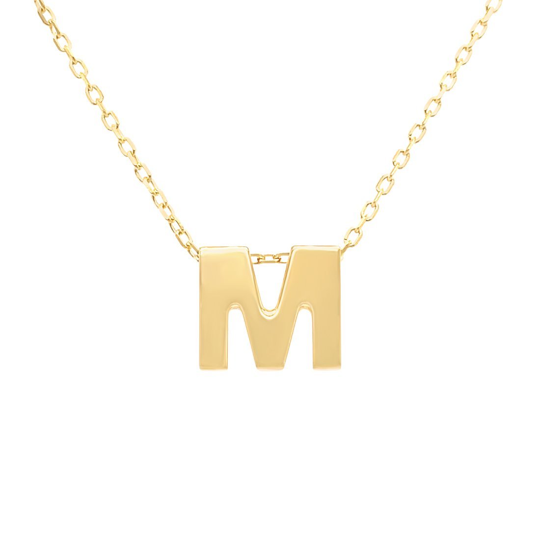 9ct Yellow Gold Silver Infused Initial Pendant Necklace Necklaces Bevilles M 