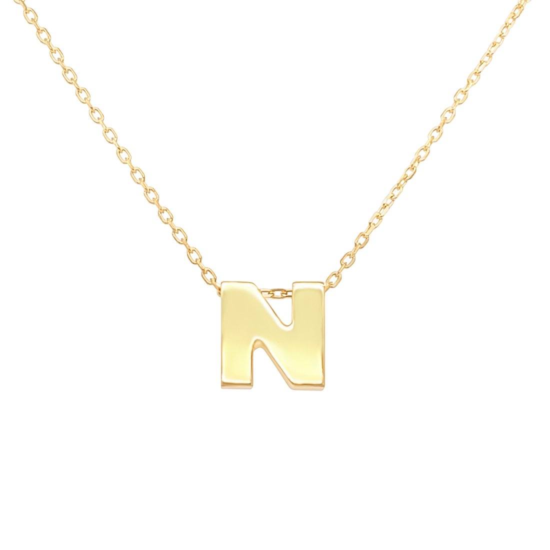 9ct Yellow Gold Silver Infused Initial Pendant Necklace Necklaces Bevilles N 