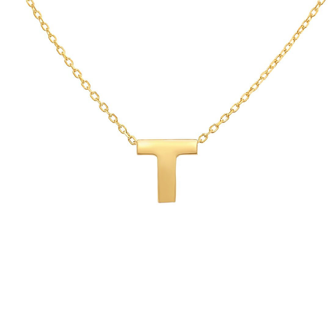 9ct Yellow Gold Silver Infused Initial Pendant Necklace Necklaces Bevilles T 