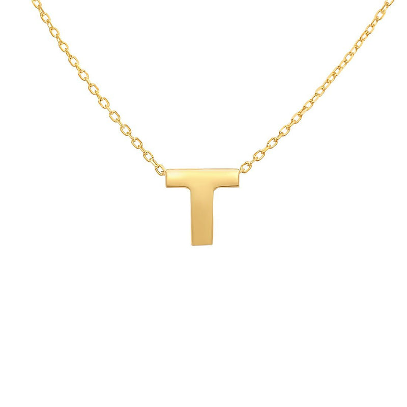 9ct Yellow Gold Silver Infused Initial Pendant Necklace Necklaces Bevilles T 