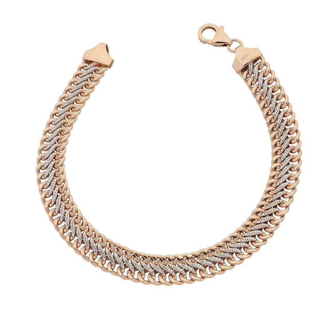 9ct Rose Gold Silver Filled Link Bracelet 19cm Bracelets Bevilles 
