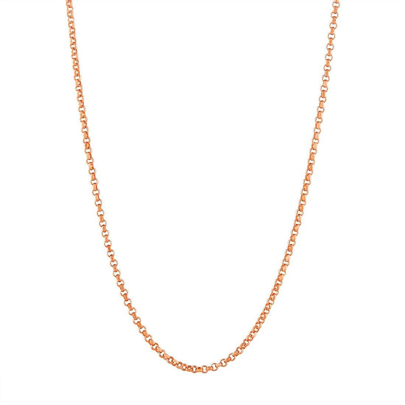 9ct Rose Gold Silver Infused Belcher Chain Necklace 55cm Necklaces Bevilles 