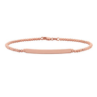 9ct Rose Gold Silver Filled Rolo Bead ID bracelet Bevilles Jewellers 