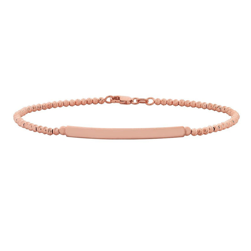 9ct Rose Gold Silver Filled Rolo Bead ID bracelet Bevilles Jewellers 