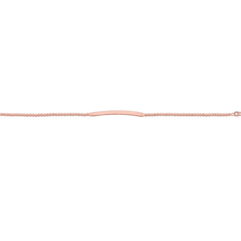 9ct Rose Gold Silver Filled Rolo Bead ID bracelet Bevilles Jewellers 