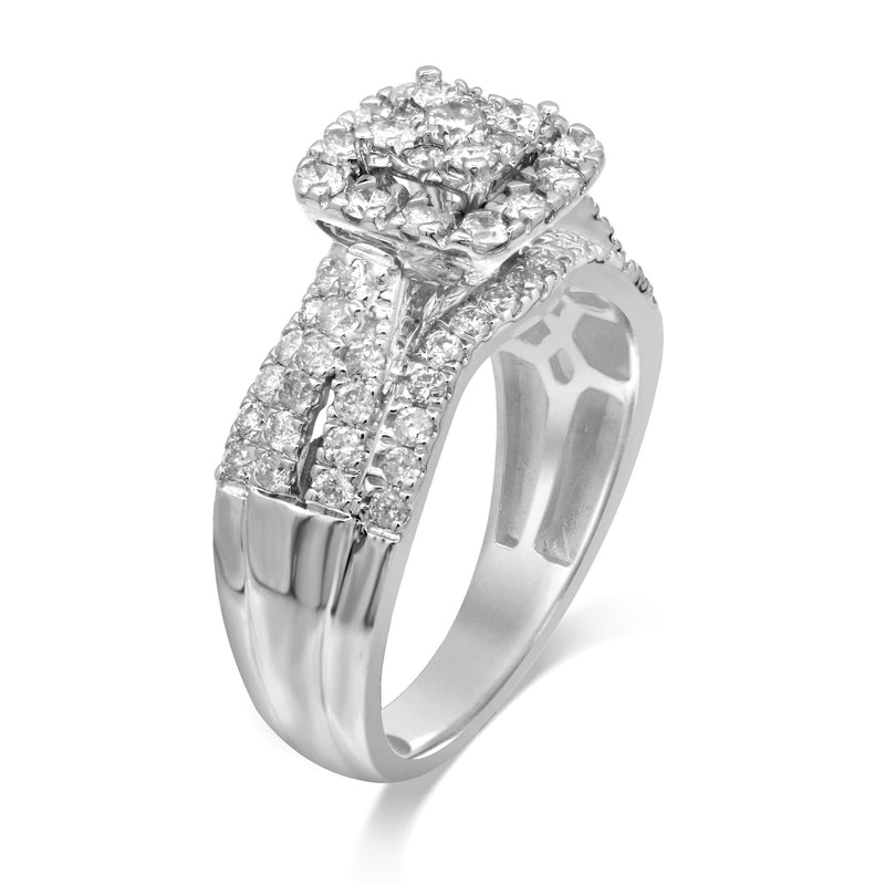Brilliant Square Fancy Ring with 1.00ct of Diamonds in 9ct White Gold Rings Bevilles 