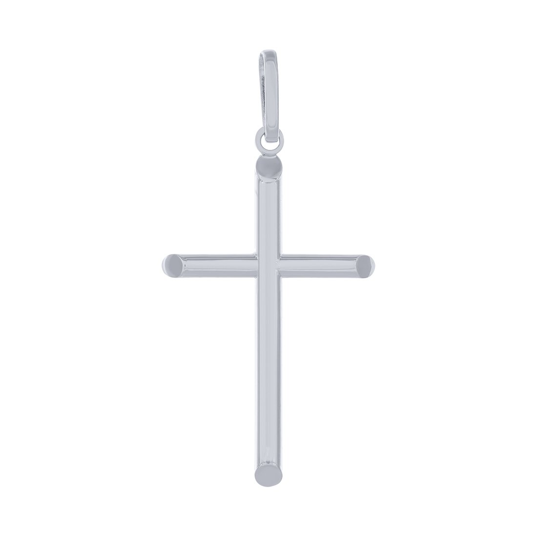 9ct White Gold Silver Infused Plain Cross Charm Necklaces Bevilles 