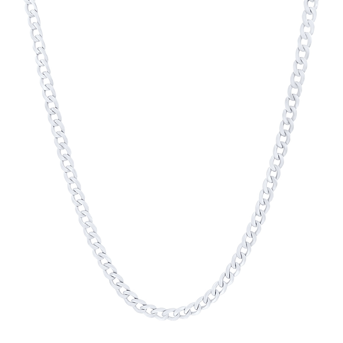 Curb Chain Necklace in 9ct White Gold Silver Infused 55cm Necklaces Bevilles 