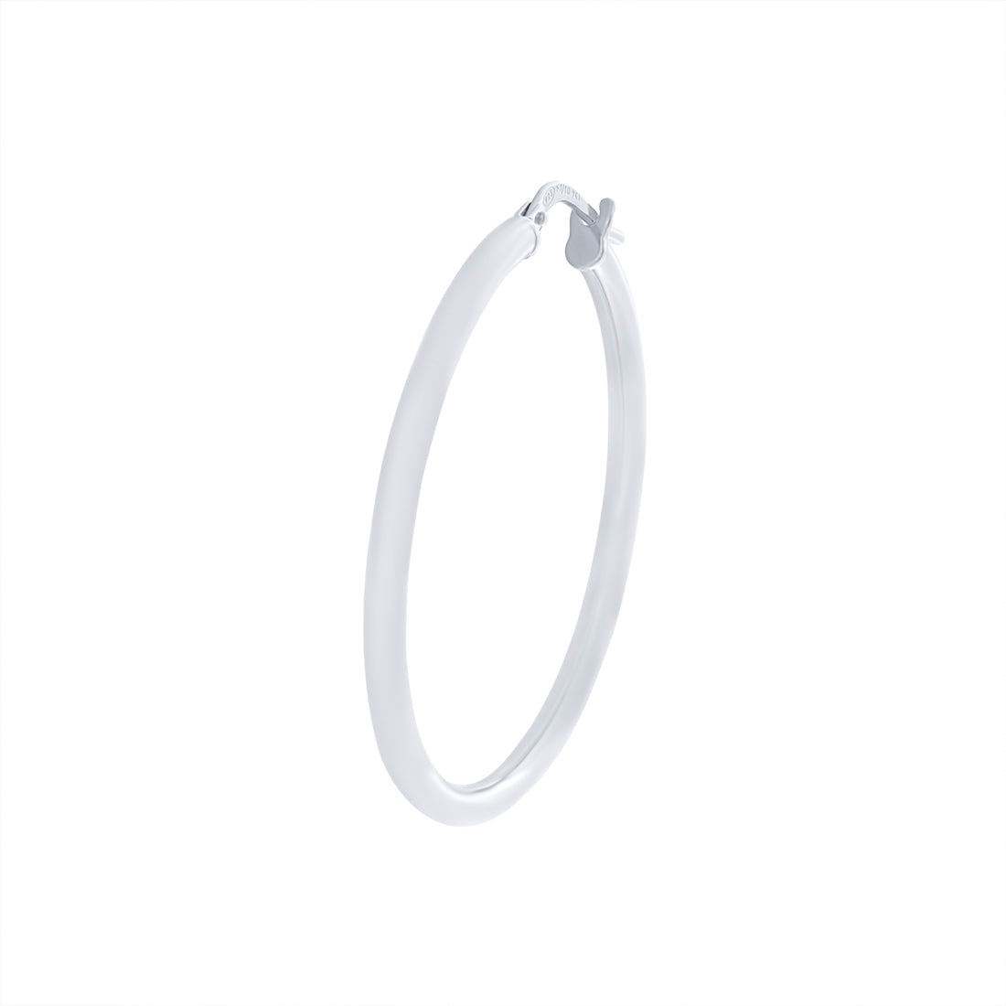 9ct White Gold Silver Infused Plain Hoop Earrings Earrings Bevilles 