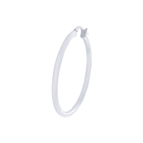 9ct White Gold Silver Infused Plain Hoop Earrings Earrings Bevilles 