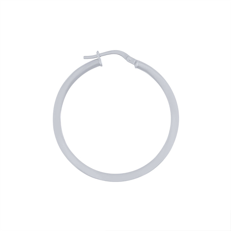 9ct White Gold Silver Infused Plain Hoop Earrings Earrings Bevilles 