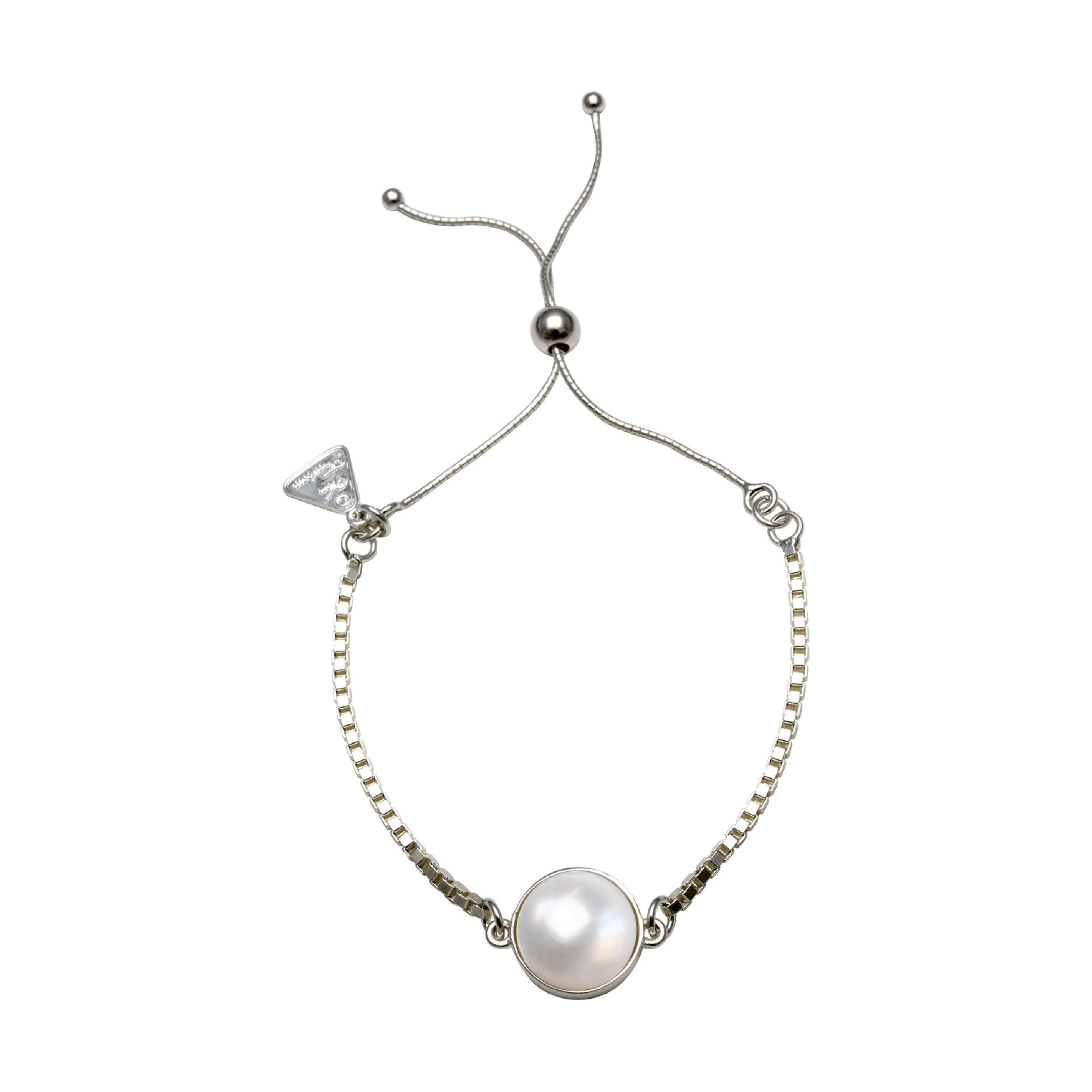 Von Treskow Sterling Silver Adjustable Bracelet with 12mm Freshwater Pearl charm - 18cm Bracelets Von Treskow 