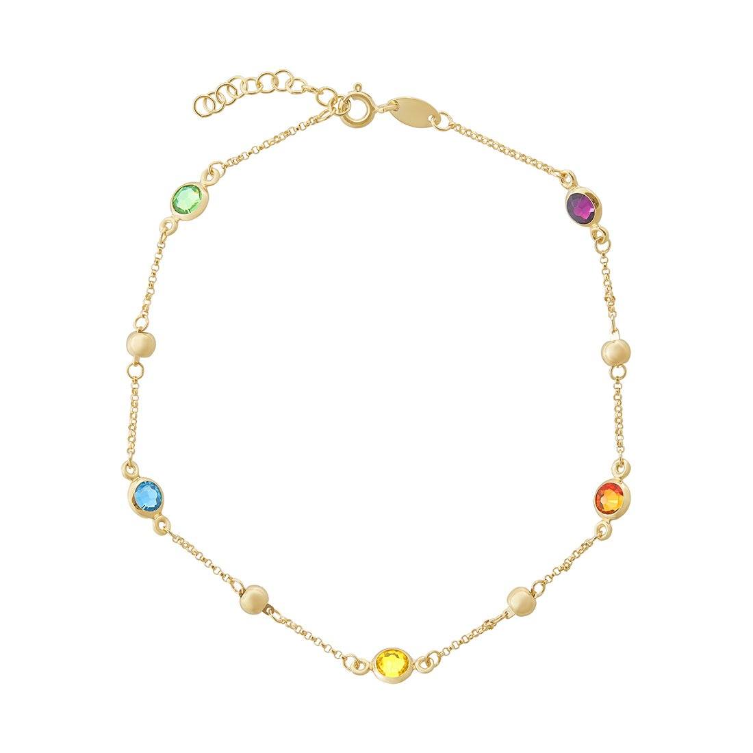 9ct Yellow Gold Silver Infused Crystal Anklet Anklets Bevilles 