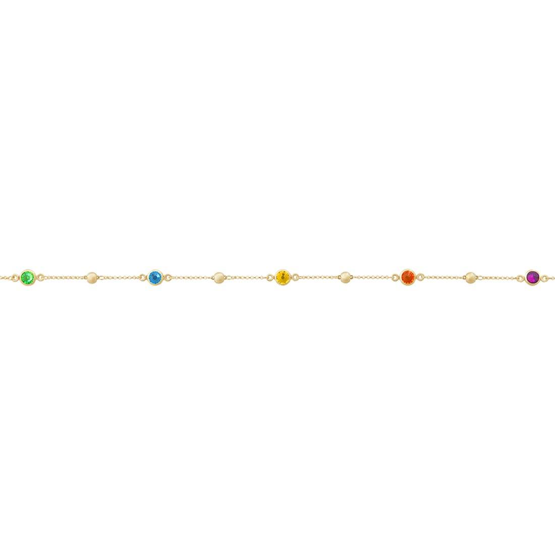 9ct Yellow Gold Silver Infused Crystal Anklet Anklets Bevilles 