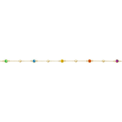 9ct Yellow Gold Silver Infused Crystal Anklet Anklets Bevilles 