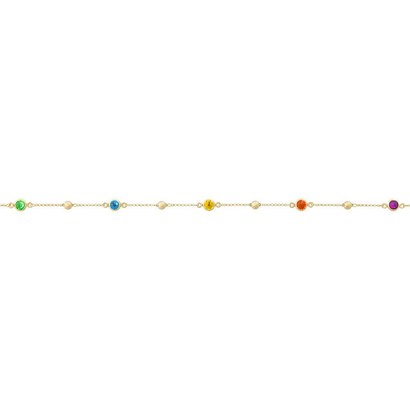 9ct Yellow Gold Silver Infused Crystal Anklet Anklets Bevilles 