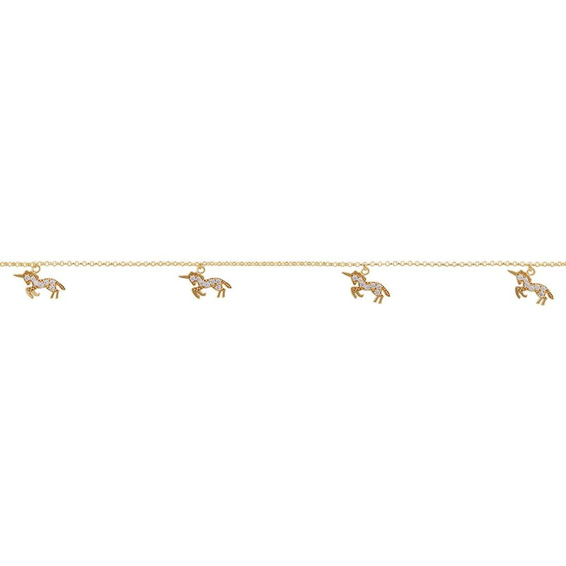 9ct Yellow Gold Silver Infused Unicorn Anklet Anklets Bevilles 