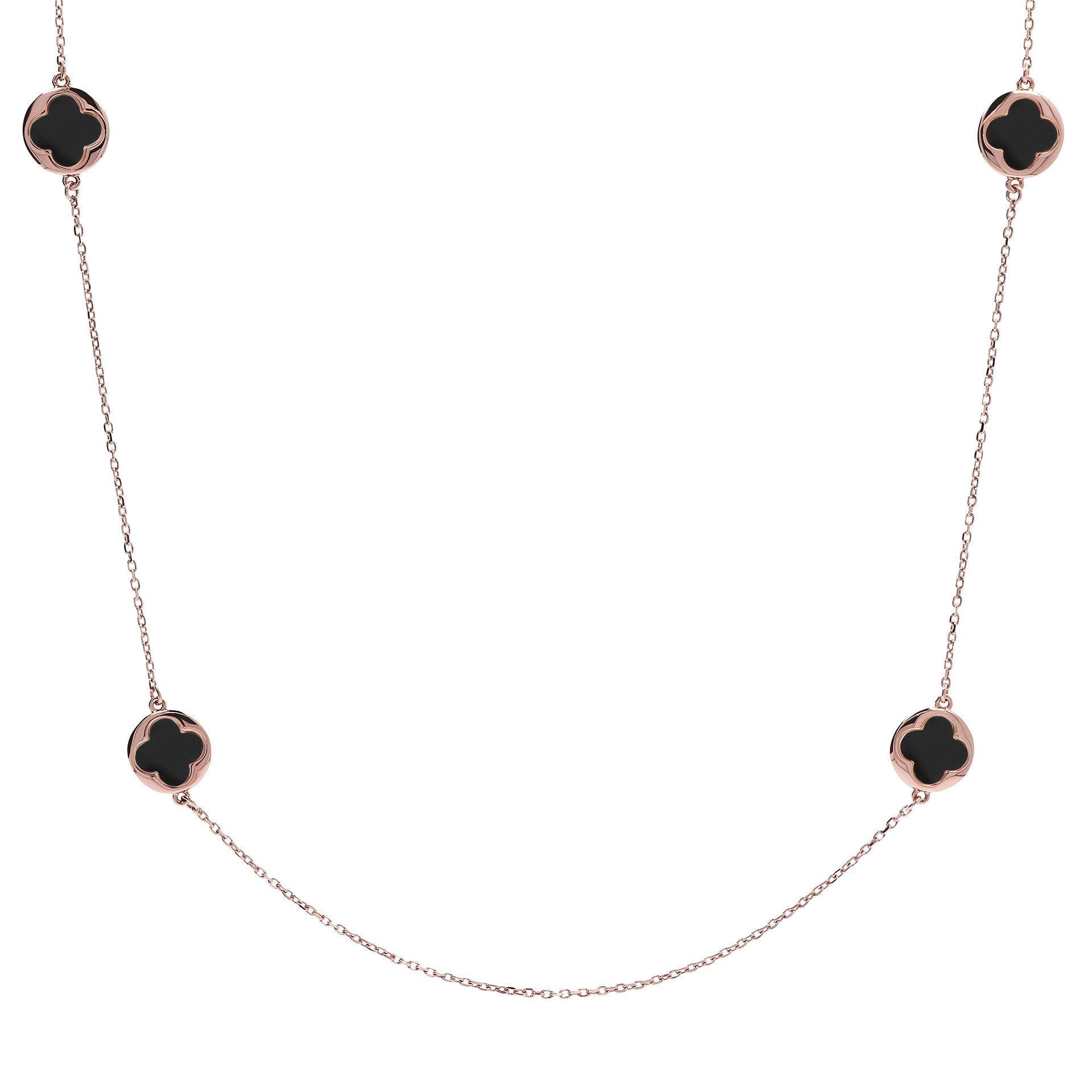 Bronzallure Small Four-Leaf Clover Long Necklace Necklace Bronzallure 