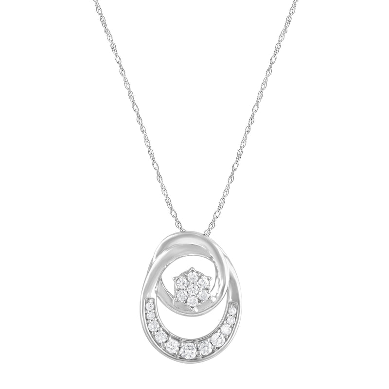 Feel Fabulous in 5 Double Open Circle Necklace with 1/4ct of Diamonds in Sterling Silver Necklaces Bevilles Jewellers 