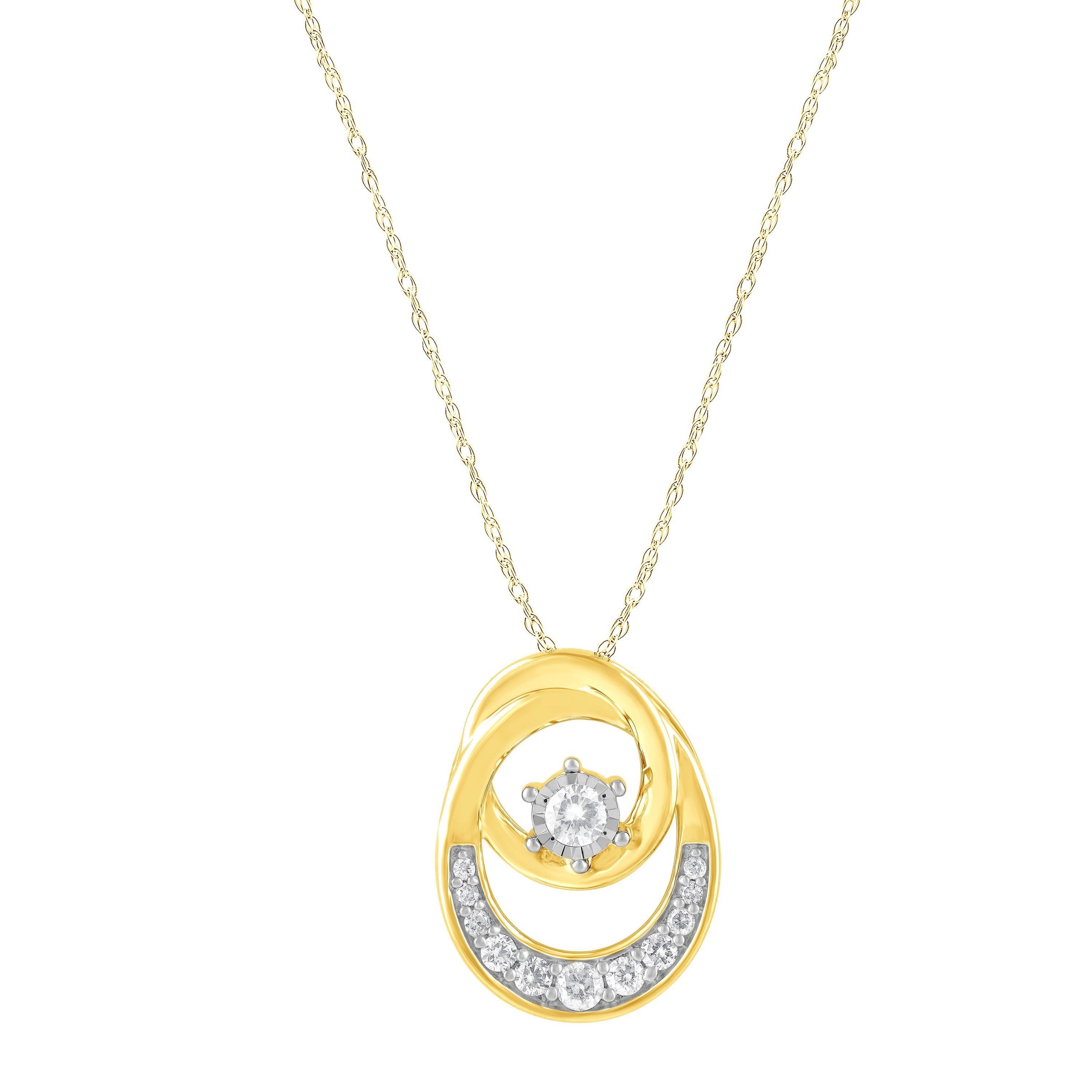 Feel Fabulous in 5 Double Open Circle Necklace with 1/4ct of Diamonds in 9ct Yellow Gold Necklaces Bevilles Jewellers 