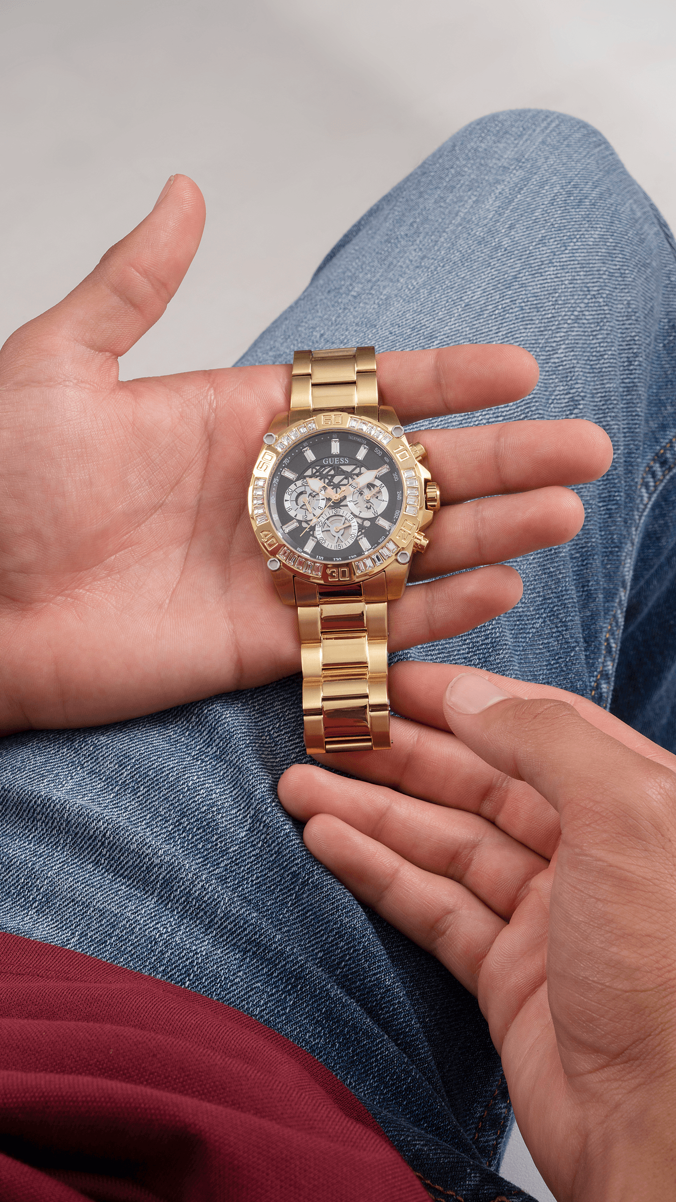 Guess Trophy Black and Gold Men s Analogue Watch GW0390G2