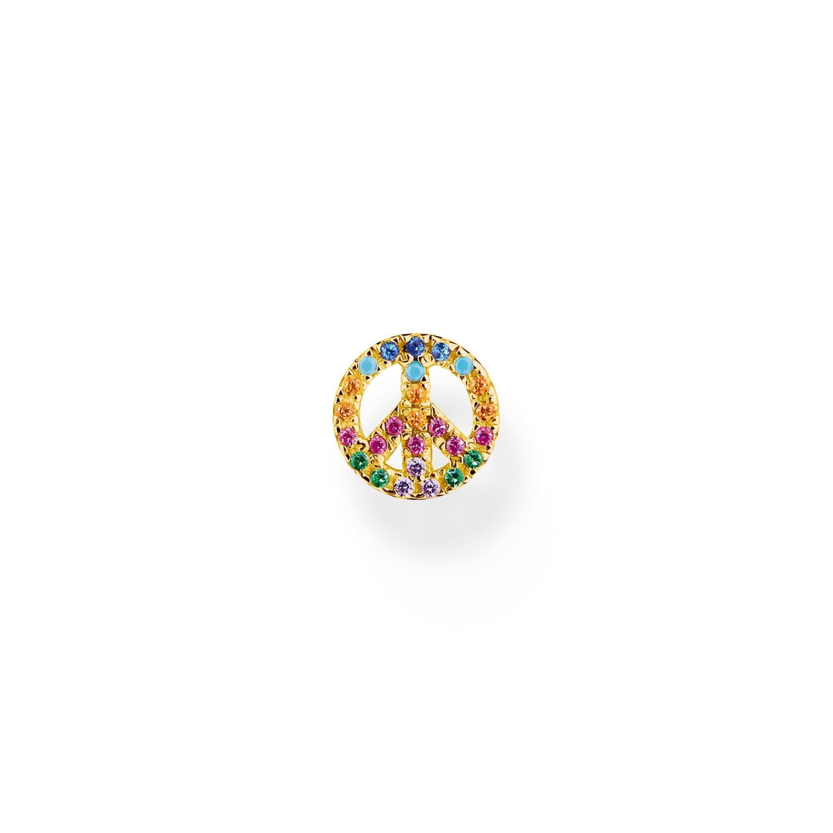 THOMAS SABO Single ear stud peace with colourful stones gold Earrings Thomas Sabo 