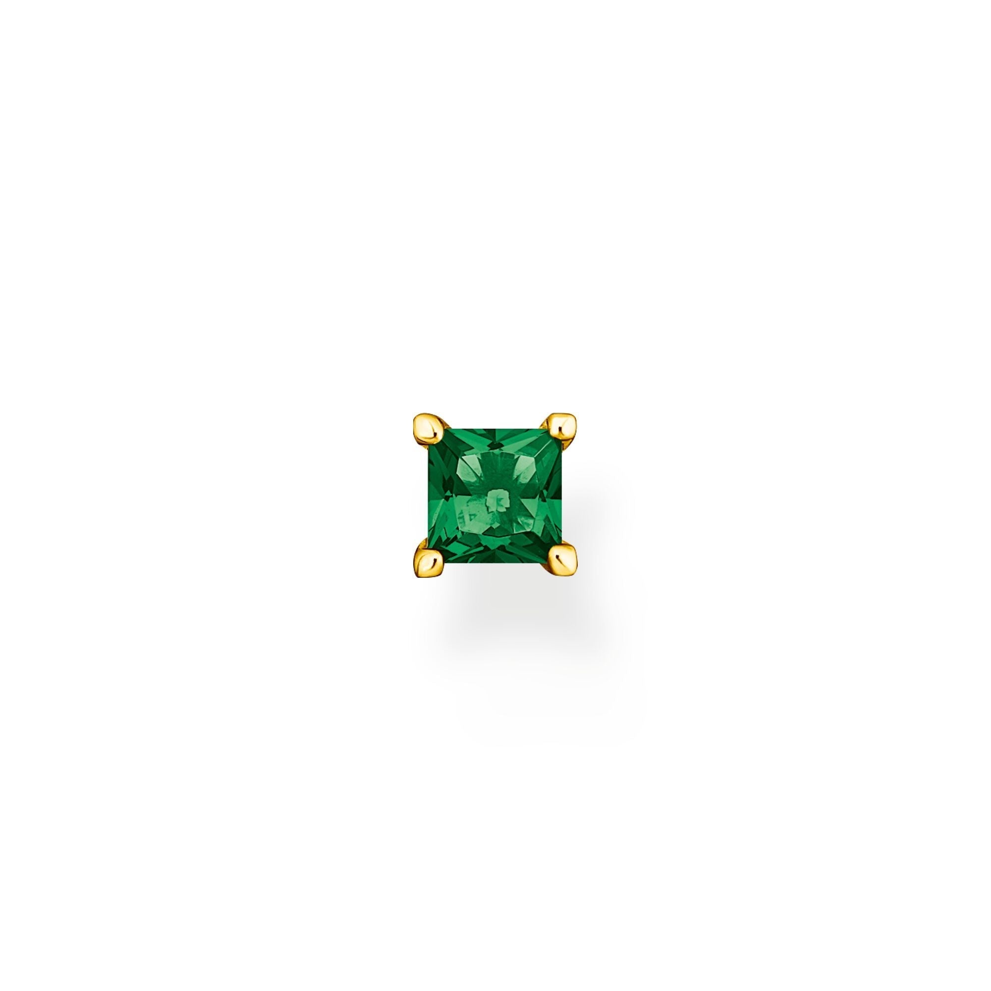 THOMAS SABO Single ear stud with green stone gold Earrings Thomas Sabo 